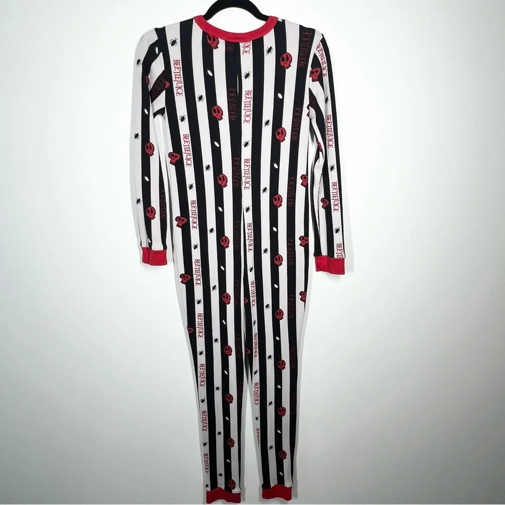 Beetlejuice x Forever 21 Kids Thermal Pajama Union Suit Skulls 13/14 L/XL